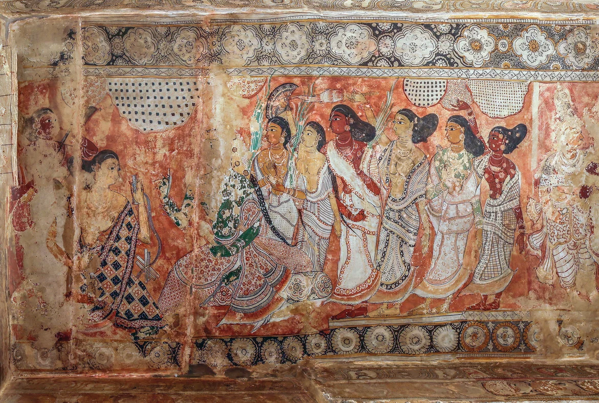 Panel 4, Scene 1, details of ‘Parvati’s Toilet’ 