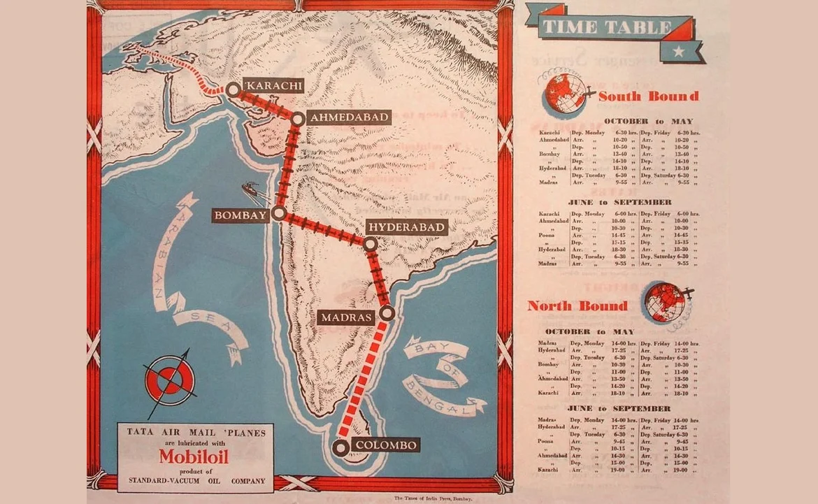 Tata Sons’ Airline Timetable, (c. Summer 1935)