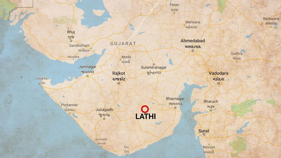 Location of Lathi in Saurashtra