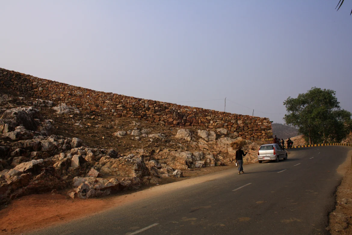 Excavated, partially restored stretch of the outer wall