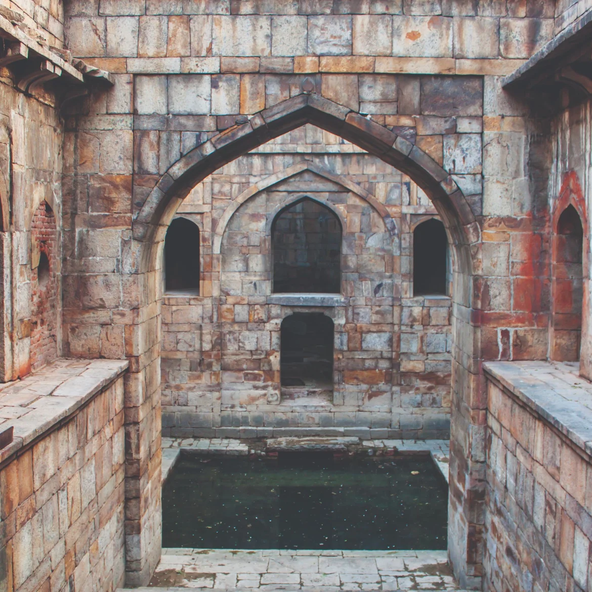 The octagonal shaft of the well