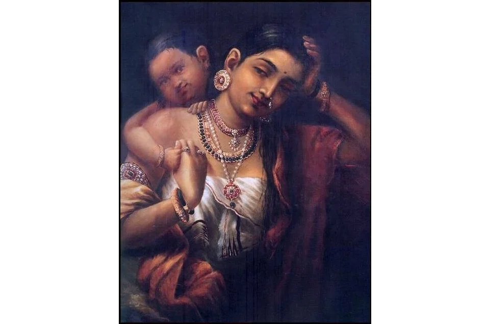 Yashoda and Krishna by Raja Ravi Varma