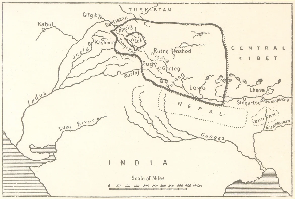 The territorial extent of the Namgyal Kingdom of Ladakh