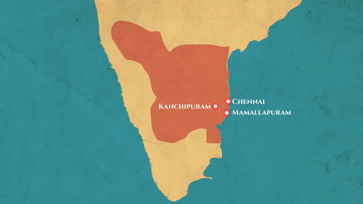 Extent of the Pallava empire c. 645 CE
