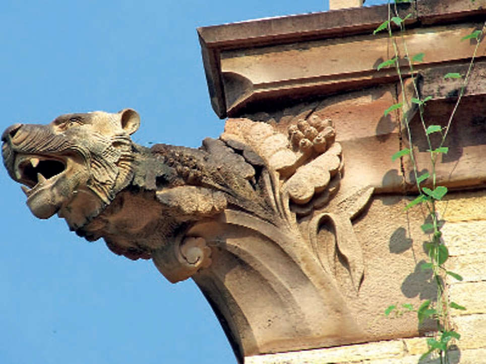 Close-up of intricate work on the cathedral