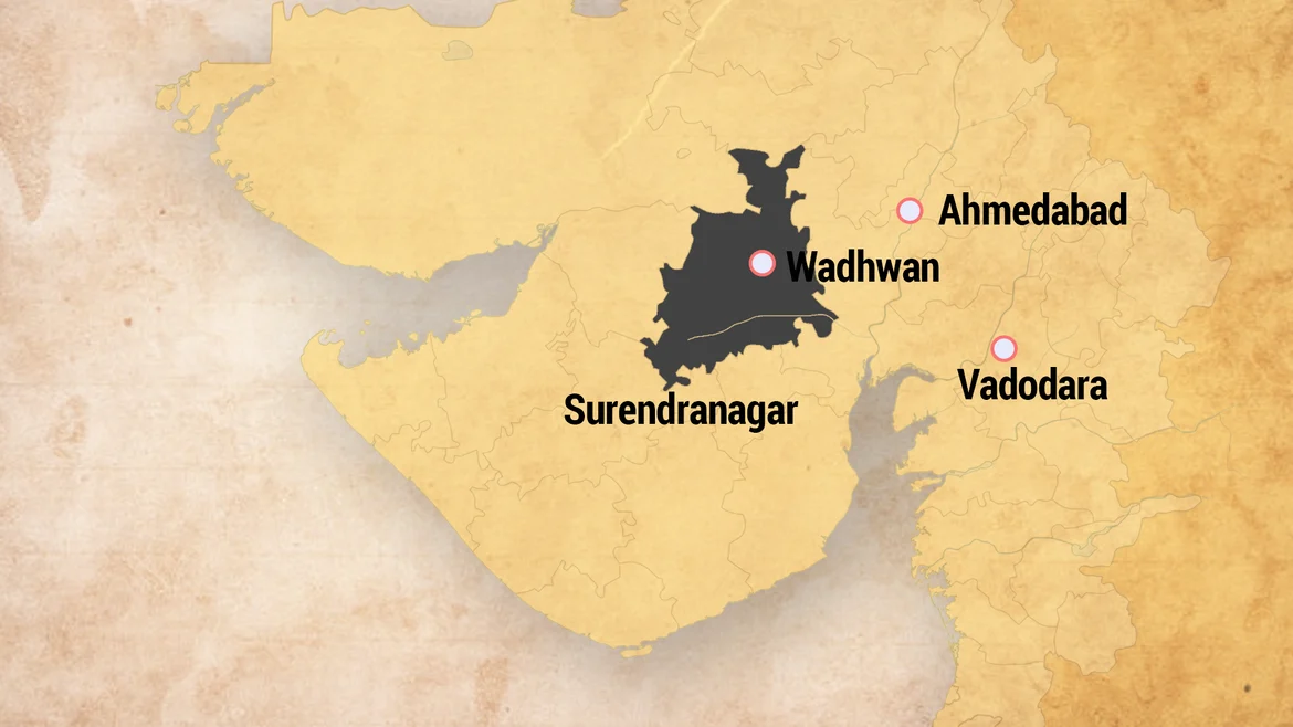 Location of Wadhwan in Saurashtra