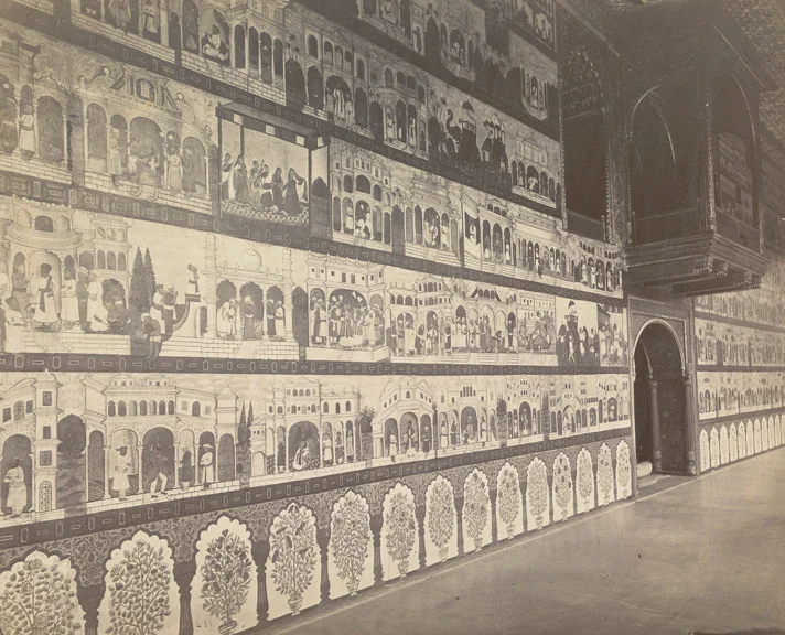 Murals inside Darya Daulat Palace, albumen print by Edmund David Lyon, c. 1868