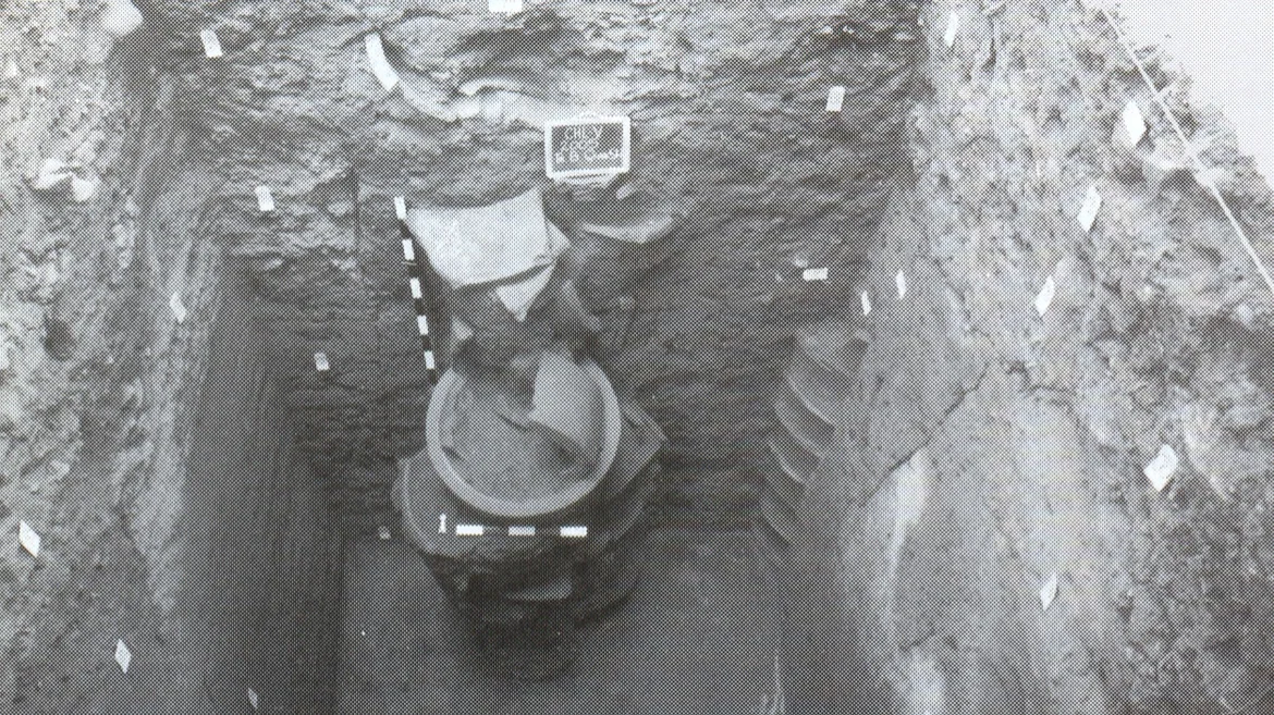 Excavated trench showing occurence of two ringwells