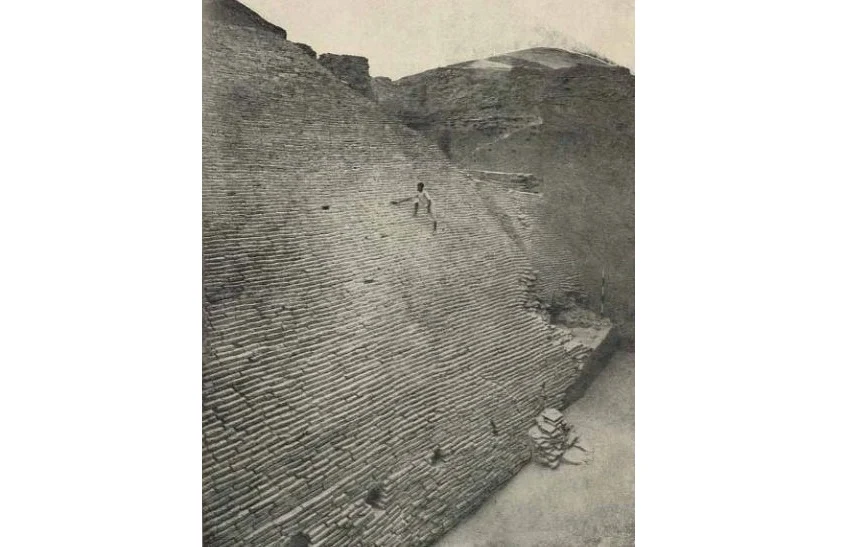 Fortified wall made of baked bricks excavated from Kaushambi