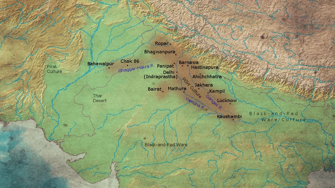 Map depicting the extent of the Painted Grey Ware culture (1200 -600)