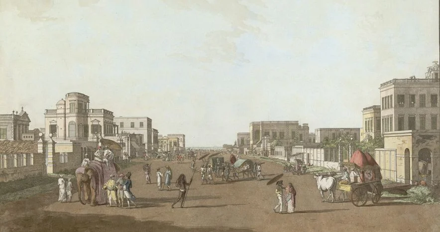 Old Court House and Street, painting by Thomas Daniell