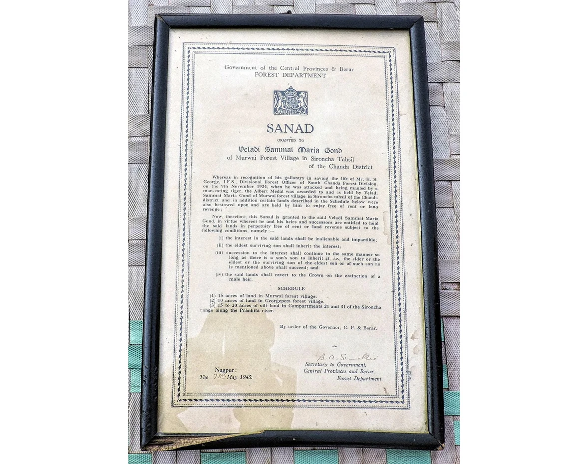 Charter given to Sama Veladi gifting him 45 acres of land