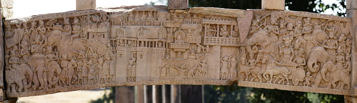 War over the Buddha’s Relics, kept by the city of Kushinagar, South Gate, Stupa no.1, Sanchi 