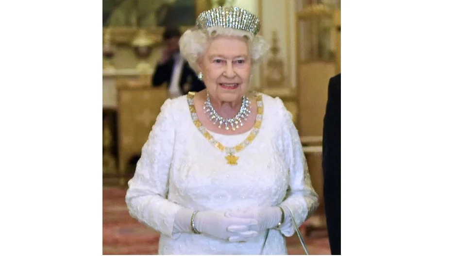 Queen Elizabeth II, wearing Shinde designed necklace