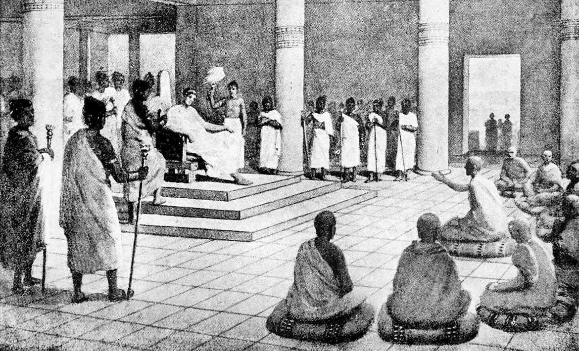 Artist’s representation of King Menander and Nagasena