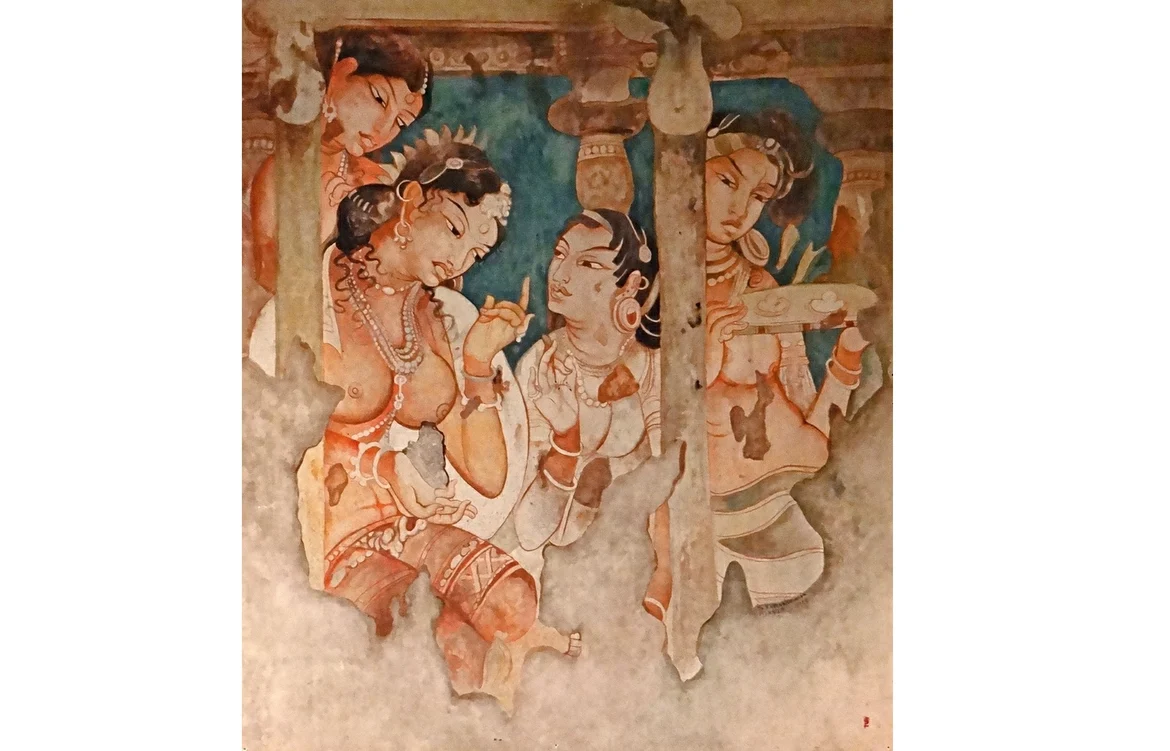 A reproduction of the piantings at the Musee Guimet in Paris