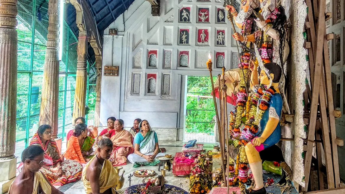 Durga Puja being offered at the chandi mandap