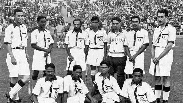 The Indian Hockey team at the 1936 Berlin Olympics, later going on to defeat Germany 8–1 in the final 