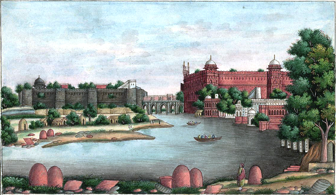 A view of Salimgarh Fort with Red Fort 