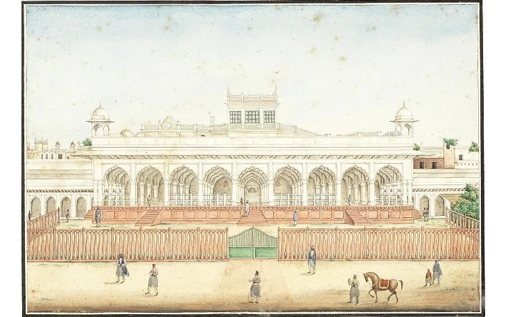 A view of Diwan-i-Am, painting by Ghulam Ali Khan
