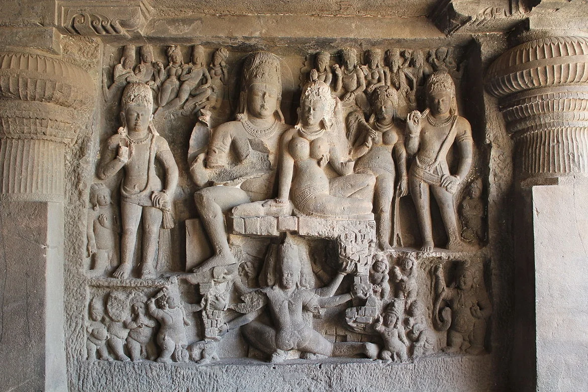 Ravana shaking Mount Kailasa