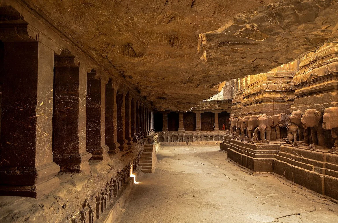 The arcade of the Kailasa temple