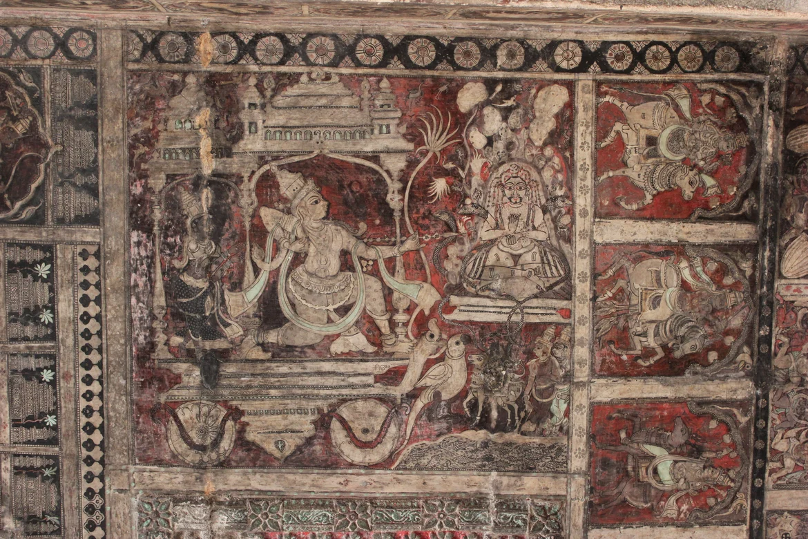 Vijayanagara paintings on the ceiling