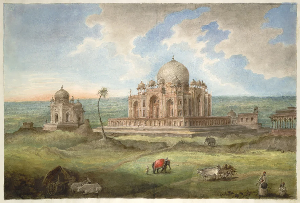Humayun’s Tomb with surrounding tombs and pavilions, an idealised view , 1815 