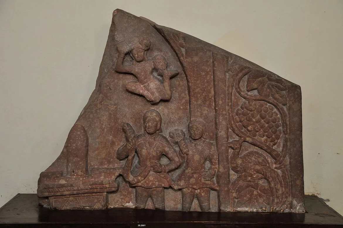 Shiva Linga worshipped by Kushan devotees, circa 2nd century CE 
