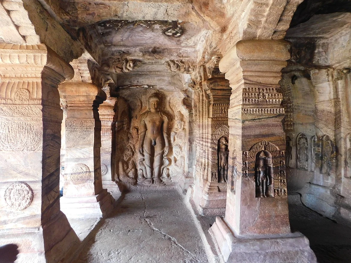 Cave 4 with a sculpture of Bahubali