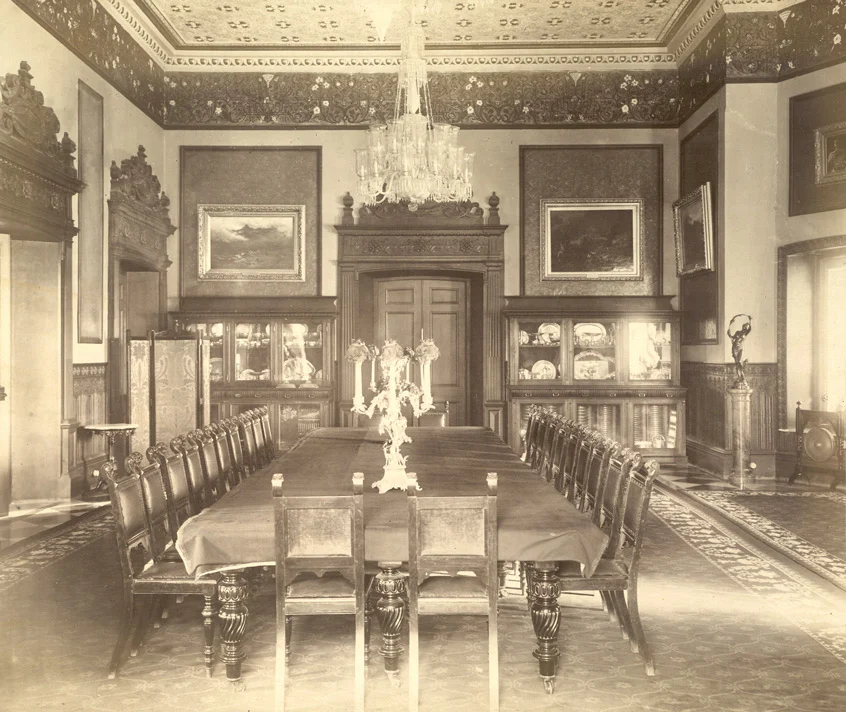 Hamid Manzil’s dining room with silverware