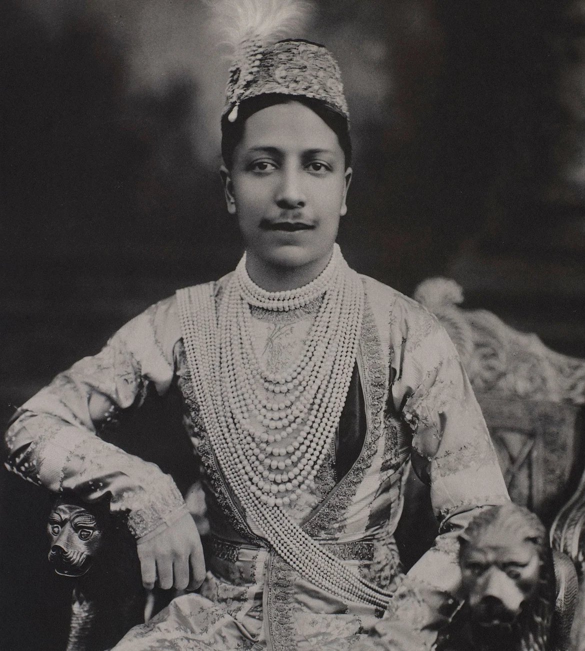 Nawab Hamid Ali Khan wearing the famous Rampur pearls