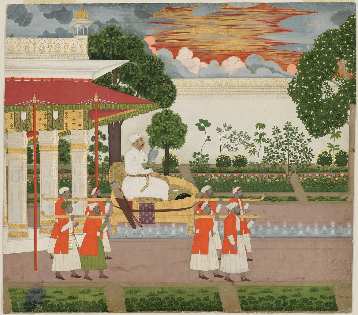 Mughal Emperor Muhammad Shah with his falcon (ca. 1730)
