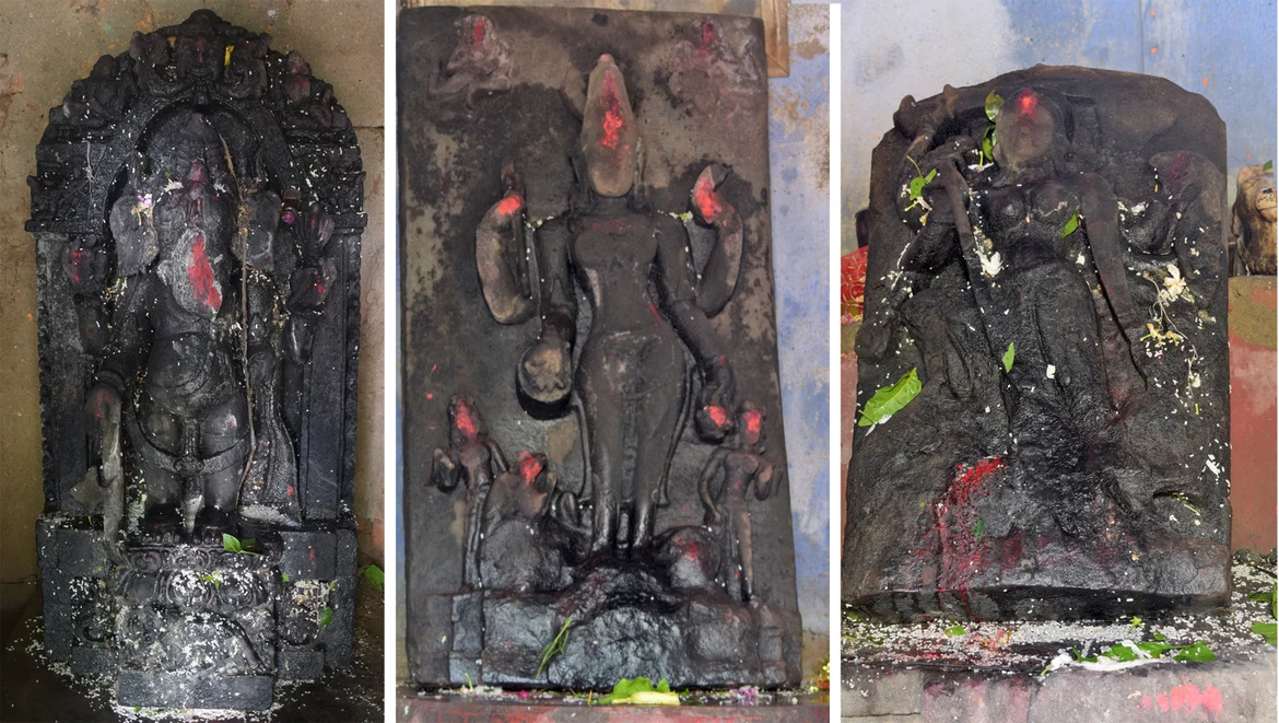 L to R - Ganesha, Singha Bahini and Ranachandi idols