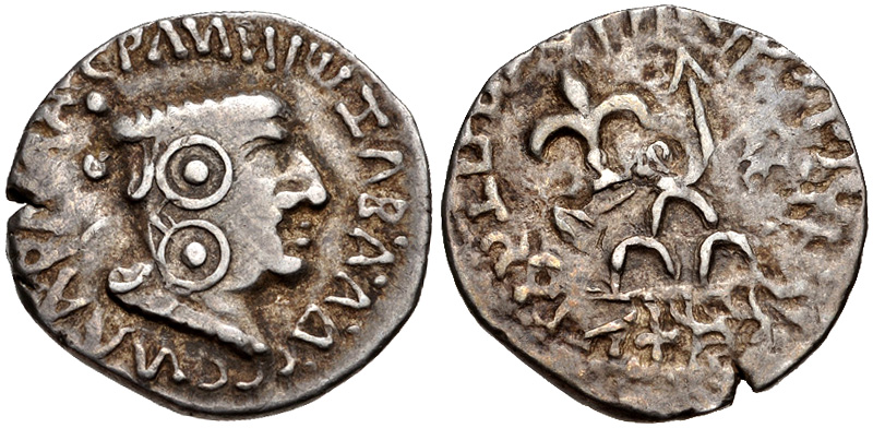 Coin of Nahapana counterstruck by Satavahana ruler, Gautamiputra Satakarni