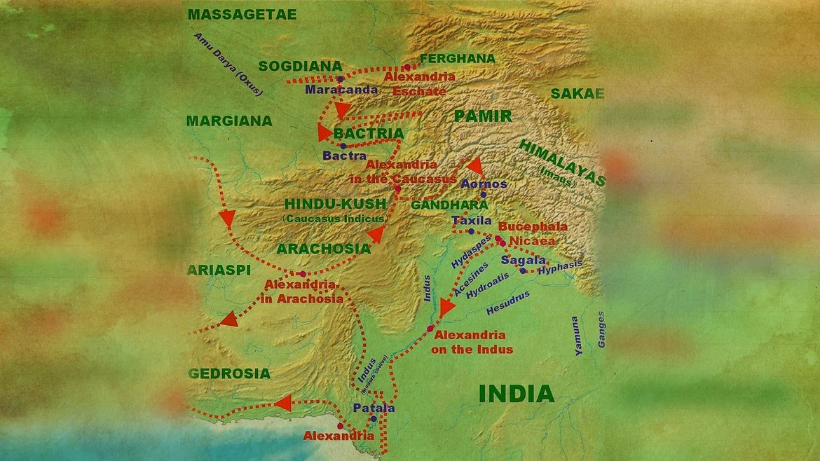 A map of the cities founded by Alexander the Great