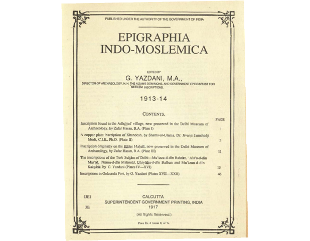 The Epigraphia Indo-Moslemica 1913-14