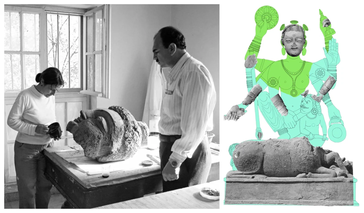 Restoration of the Durga head at the Kabul Museum; deconstruction of the Durga image