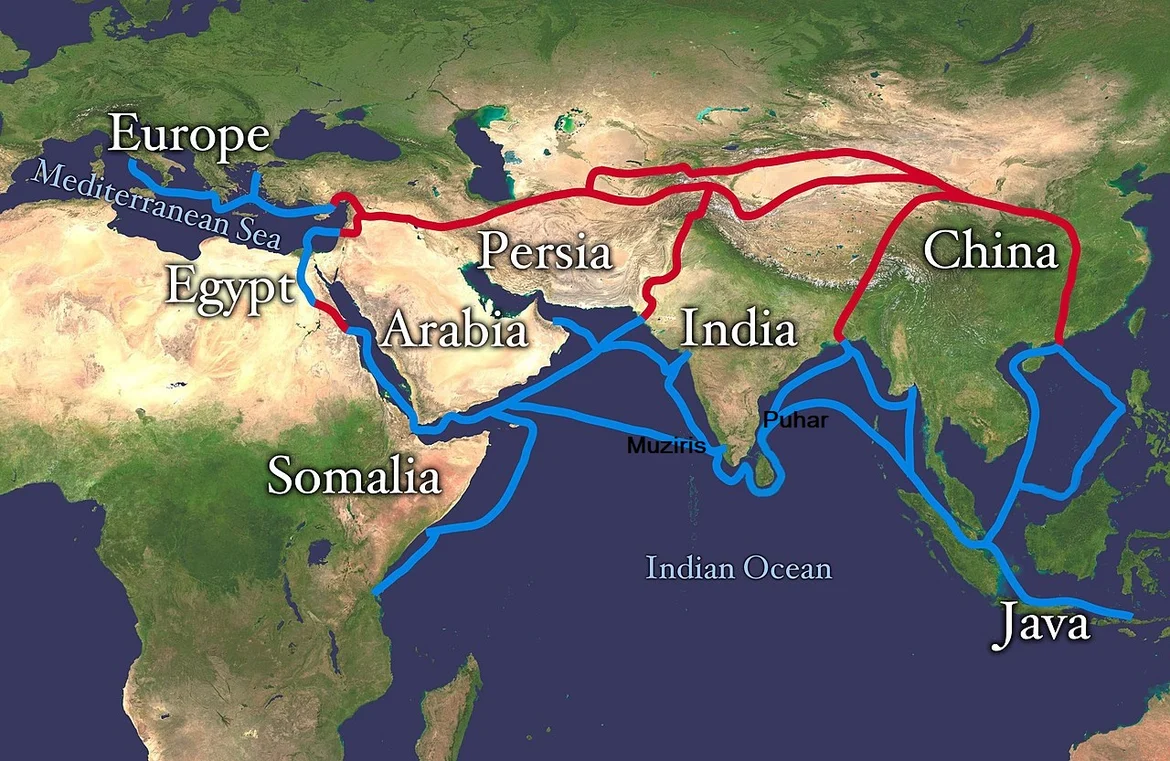 Map showing ancient India trade routes