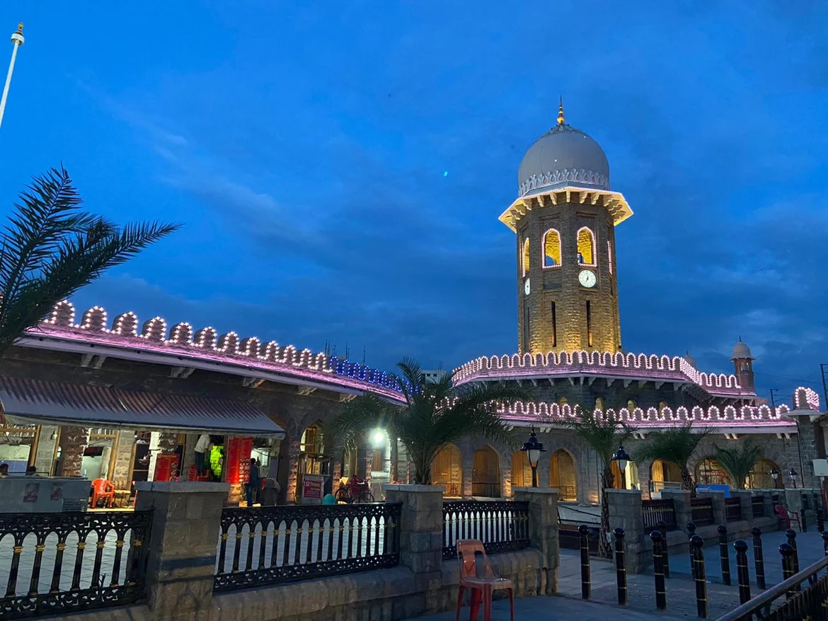 The restored and lit-up MJ Market on the eve of inauguration