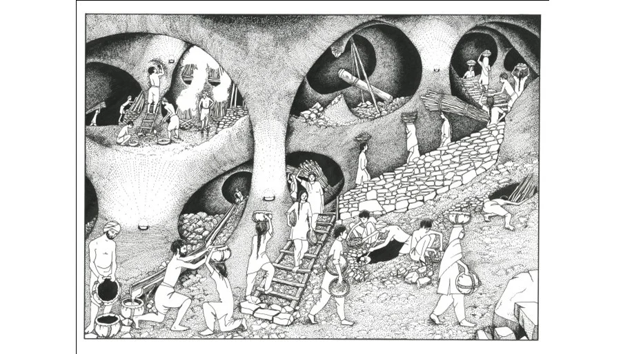 A sketch of old workings at Zawar Mines