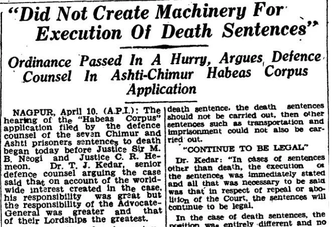 Headlines in The Bombay Chronicle, 11 April 1945 (page 1)