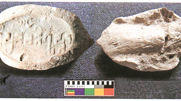 Sealing of Queen Prabhavati Gupta unearthed by the Deccan College excavation team at Nagardhan, Maharashtra