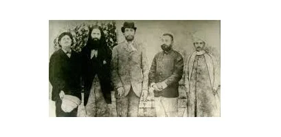 AO Hume and Malaviya ji at the second session of the Congress in 1886, Calcutta