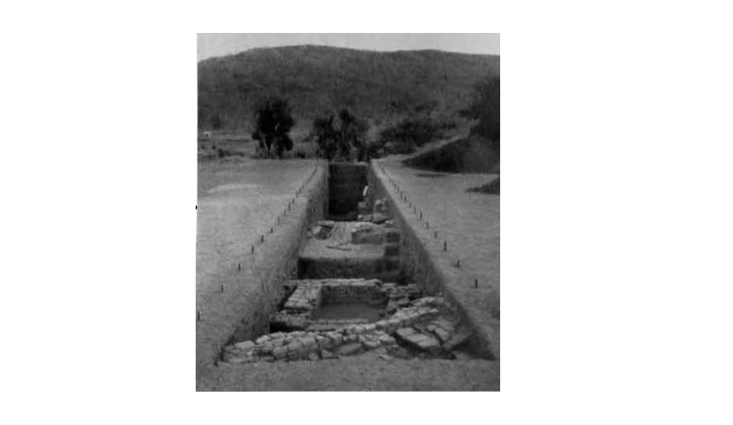 General view of the excavations at Shyamlaji with the fortification wall in the background