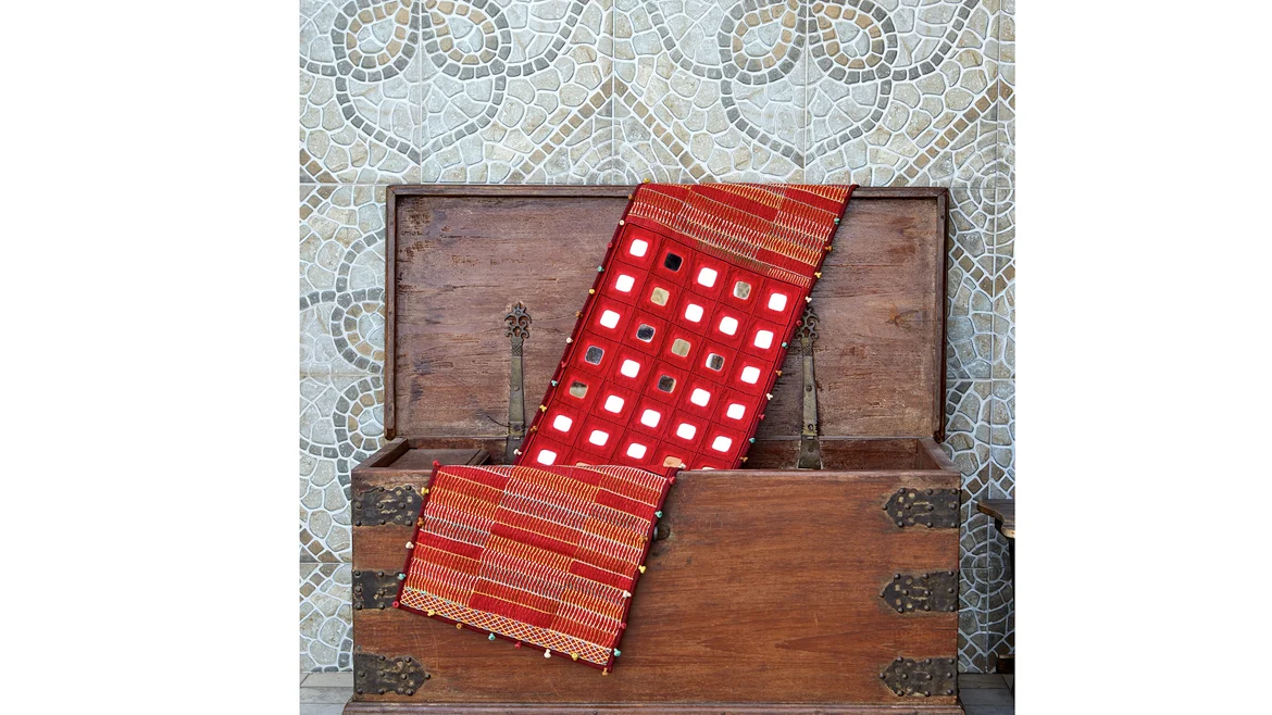 A Lambani runner with mirror work