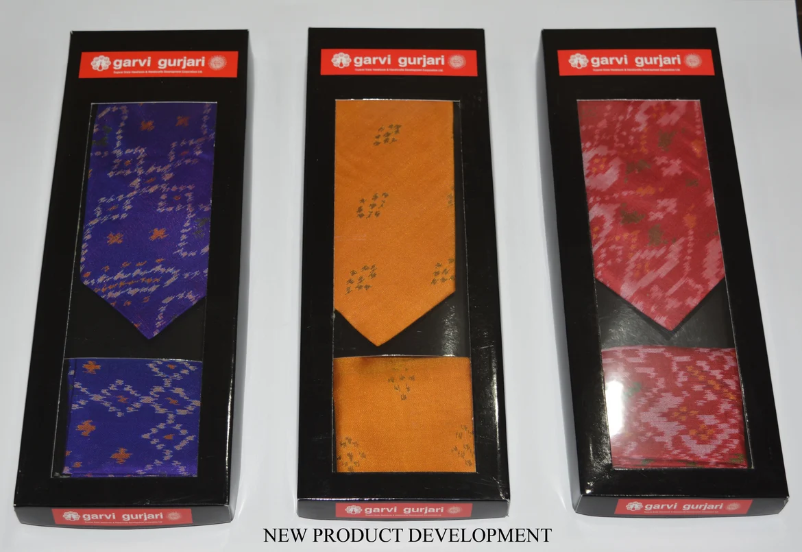 Product diversification using traditional Patola on a tie