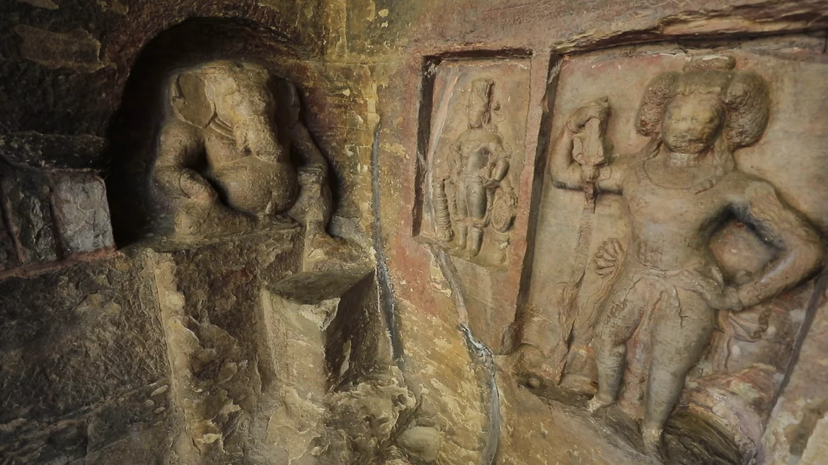 Sculpture of Ganesha (left) at Udayagiri