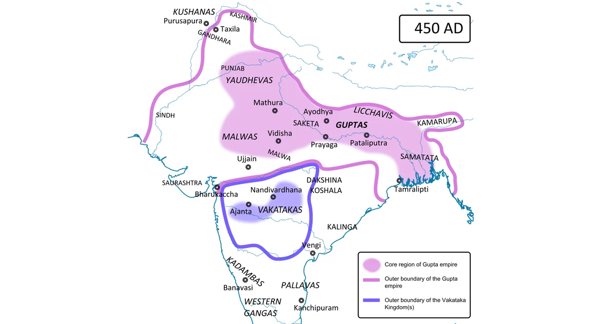 Extent of the Gupta Empire in mid-5th century CE