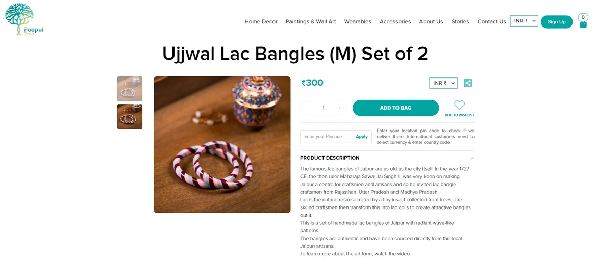 Peepul Tree featuring Lac Bangles from Jaipur